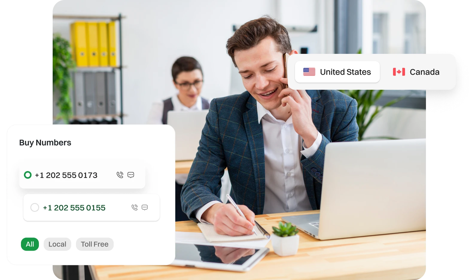 Caller Interacting with client through a international number.