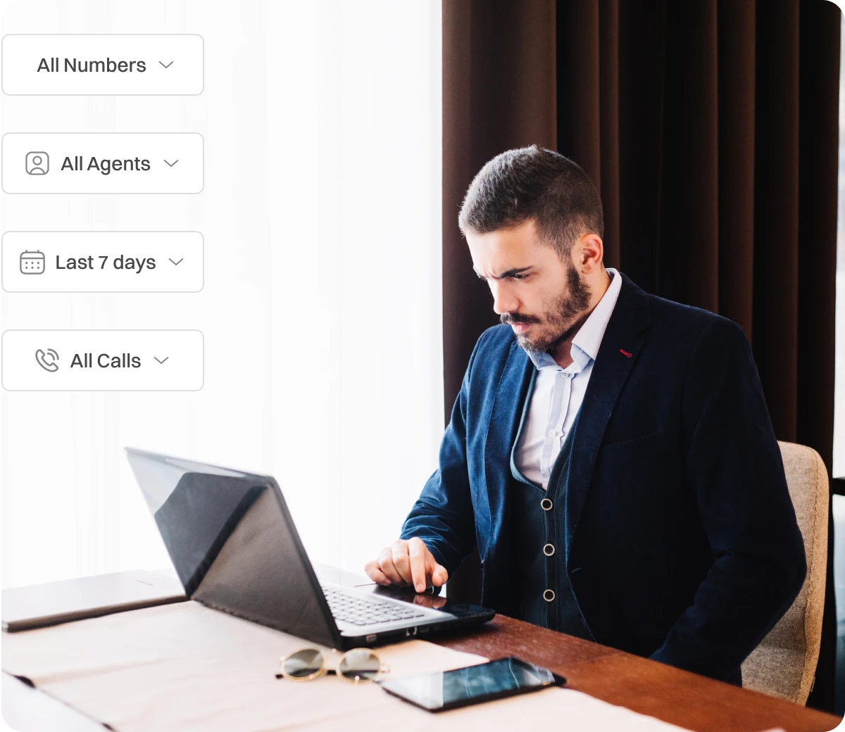 A Gentlemen exploring call filters of Dialaxy App.