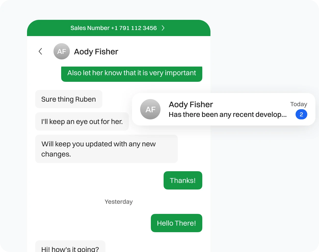 Instantly processed message in display through an optimized messaging platform (Dialaxy app).
