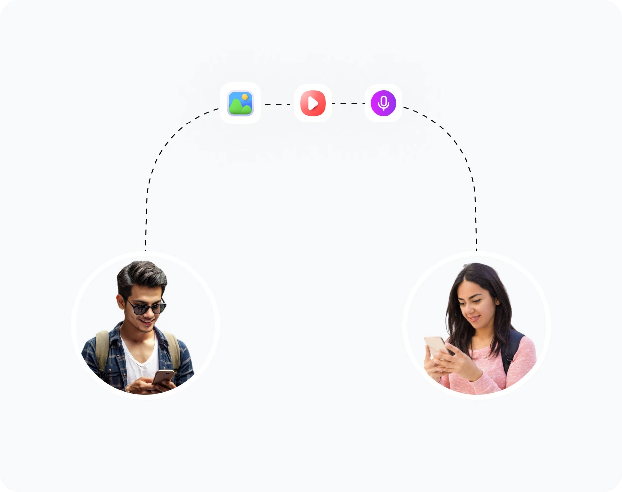 Voice with multimedia conversation between two people.