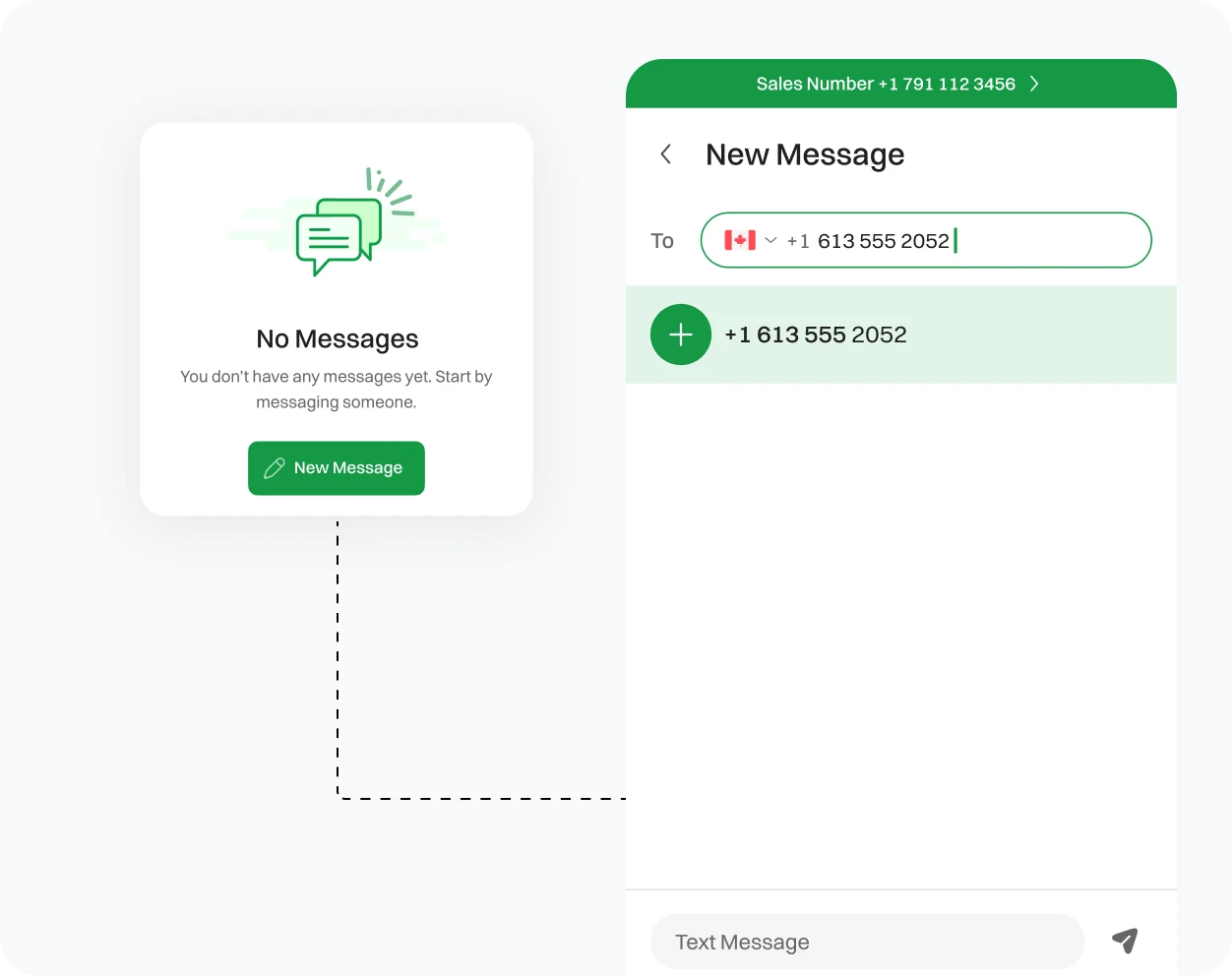 Crafting New Message after No message notice in Dialaxy app.
