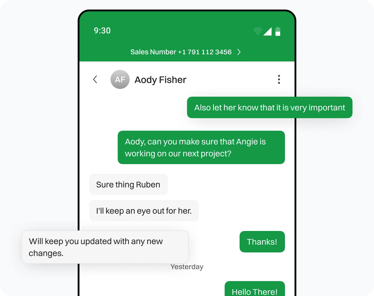 Representation of Text conversation done from Dialaxy app.