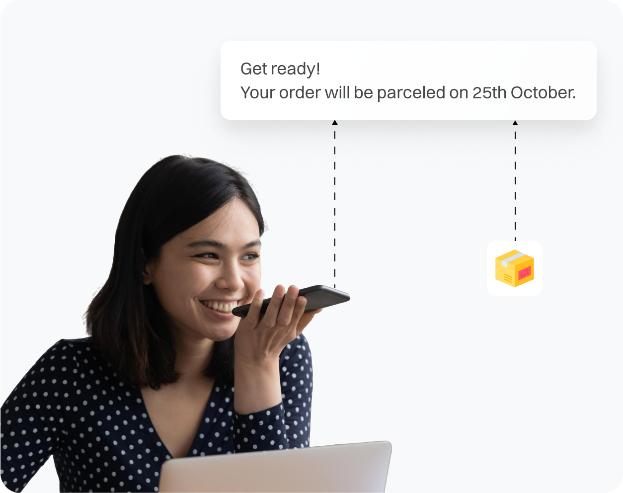 A lady promising Parcel for Client through voice call.