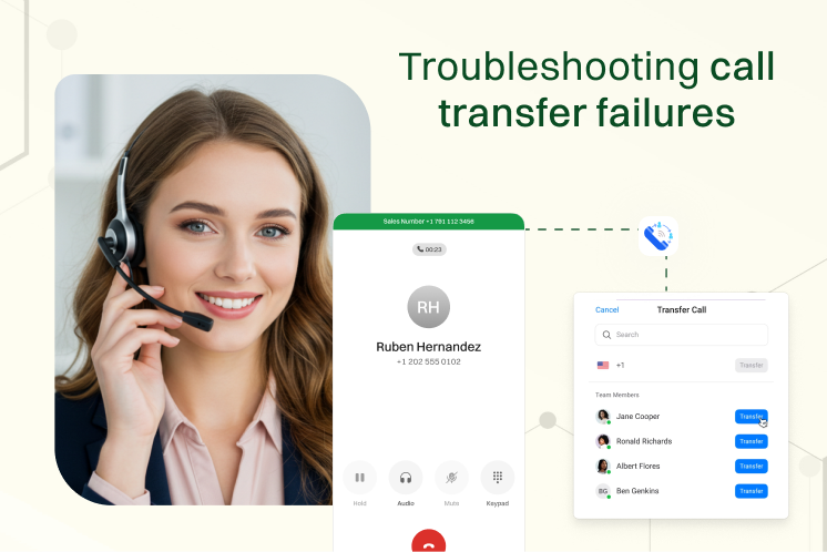 Customer support agent troubleshooting call transfer failure