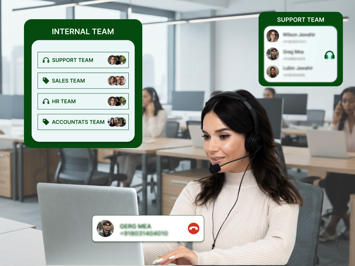 Girl Performing Internal Call inside organization.