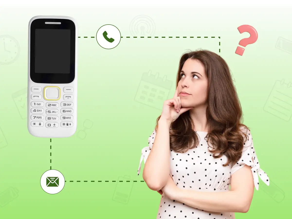A girl thinking how dumb phones looks like.